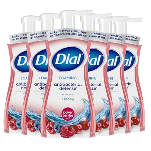 Dial Antibacterial Foaming Hand Wash, Power Berries, 7.5 fl oz (Pack of 6)