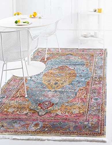 Unique Loom Baracoa Collection...' Rectangle, Light Blue/ Blue)