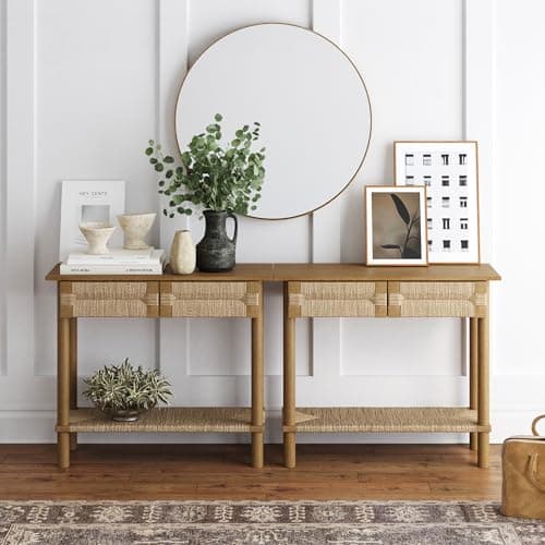 Nathan James Beacon Wooden Sof...s Shelf, Light Brown, Set of 2