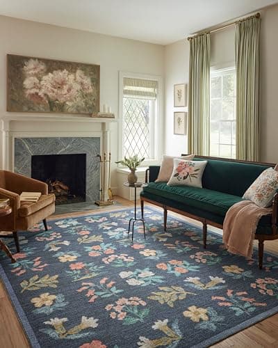 Loloi Rifle Paper Co. Rosa Col... Navy 3'-9" x 5'-6" Accent Rug