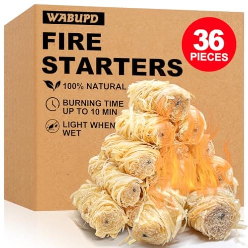 WABUPD 36 Pcs Fire Starter - Natural Fire Starters for Fireplace, Pellet Stove, BBQ, Pizza Oven, Fire Pit &Chimney, Fire Starters for Grill, Charcoal Starter