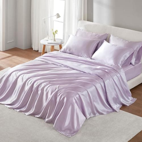 Madison Park Satin Sheets Quee...n Bed Sheet Set, Lilac 6 Piece