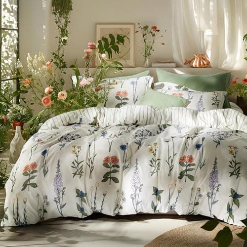 2-Pc Bedsure Reversible Botanical Comforter Set (Coconut White,Twin/Twin XL) $20 & More