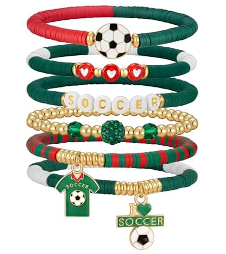 doubgood 2026 World Soccer Cup Soccer Bracelets for Women Men, Stackable Soccer Jewelry Game Day Fan Accessories Gifts for Mexico Soccer Fans