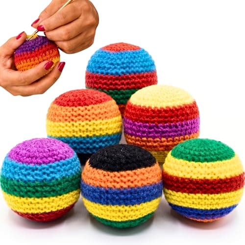 Footbag Sacks Set for Kids & Adults – New 2026 Upgraded Knitted Kick Crochet Sack Dirtbag Style Foot Dirth Bags Soft Juggling Balls for Outdoor Indoor Practice Group Bulk - 6 PCS