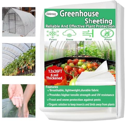12FTx26FT Greenhouse Plastic Sheeting, 6 Mil Thick Clear Polyethylene Film, Waterproof Wind Frost Dust UV Resistant Green House Plastic Covering for Outdoor Plant, Garden, (12ft x 26ft)