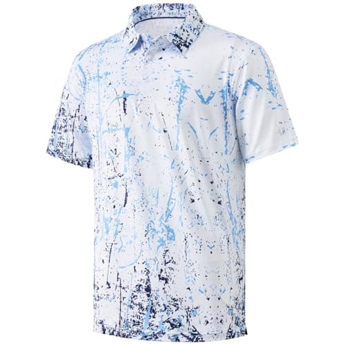 Ephemoca Men's Performance Dry Fit Golf Shirt, Quick-Dry Short Sleeve Polo, Moisture Wicking Navy Line X-Large