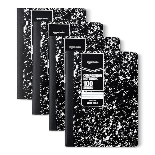 Amazon Basics 4-Pack Wide Ruled Composition Notebooks for $5.00 + free shipping w/ Prime