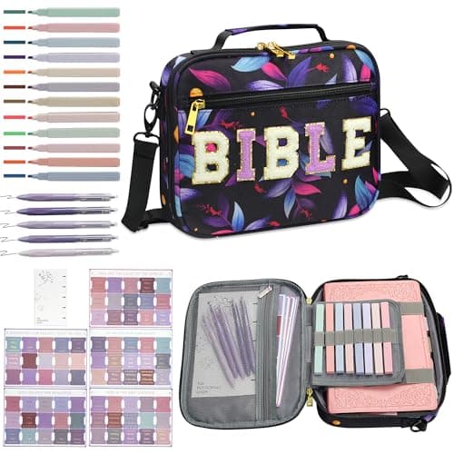 Bible Cover for Women, Bible Holder, Bible Cover Carrier Carrying Organizer Bag, God is Within Her She Will Not Fall, Zipper and Pockets for Standard Size Bible, Gift for Women（purpleLetter）