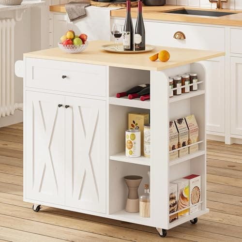 Kitchen Island Cart w/ Wine Rack for $90 + free shipping