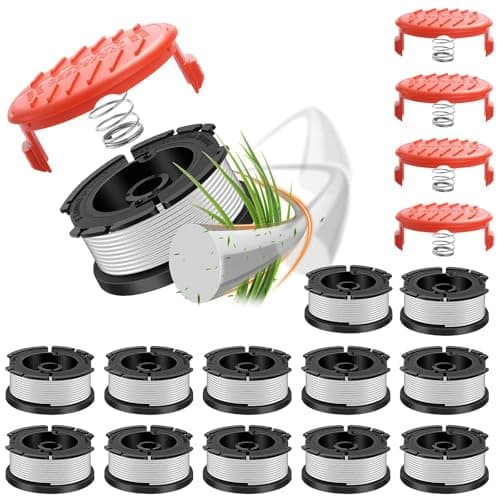 Weed Wacker String for Black and Decker Spool Line Weed Eater String AF-100 Replacement Spool, Automatic Feed Trimmer Line with Nylon Tensile Strength for Clipping Garden (12Spools + 4Caps+4Springs)