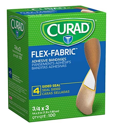 CURAD Flex Fabric Adhesive Bandages, Bandage Size is 3/4" x 3", ALL ONE SIZE, (Box of 100)