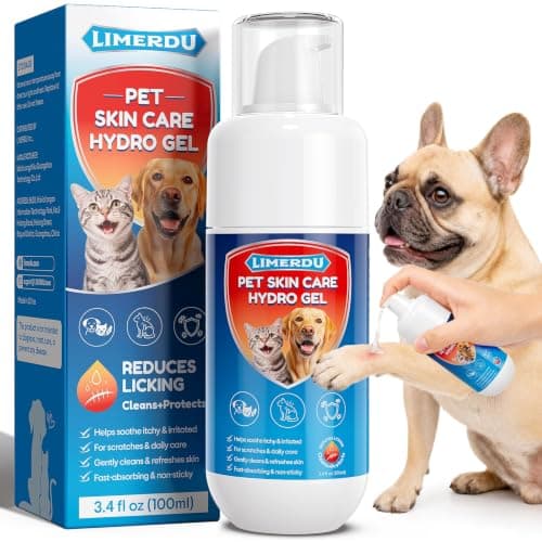 Dog Wound Care Hydrogel Spray, Hot Spot Treatment for Dogs, Healing Aid, Itch Relief, Skin Irritation, Skin Repair for Sores, Abrasions, Cuts, Helps Reduce Licking, Safe for Dog Cat Care, 3.4 oz