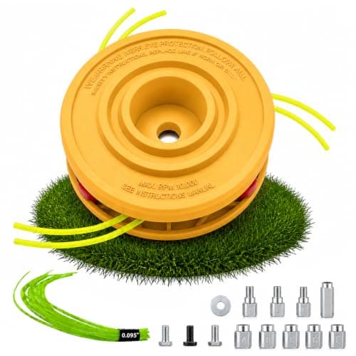 FANGANGART Replacement Trimmer Head Fixed-Line, Universal String Trimmer Head Compatible with Most Gas & Electric Trimmers (Left/Right Rotation),Easy Load No Winding, Fits 2.0-3.0mm Line,Yellow