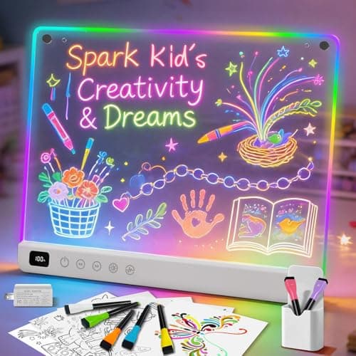 Lumiboard Led Drawing Board with 13 Light Effects, 16" Rechargeable Glow Doodle LED Note Board with Colors, Neon Light Up Drawing Tablet Gifts for Kids for Easter Birthday Christmas Gift Ideas