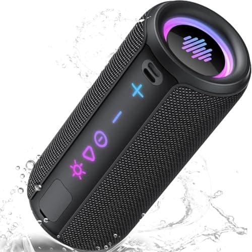 TIMU Portable Bluetooth Speaker, Powerful Sound Wireless Speaker: Boost Bass, Bluetooth 5.4, 24H Playtime, 8 RGB Modes, IPX7 Waterproof, TWS Pairing, Beach/Vacation Essentials, Gift Ideas（Black）