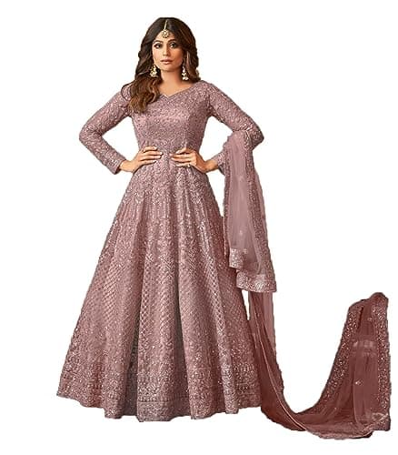 STELLACOUTURE women's indian traditional full length heavy embroidered ethnic salwar suit with dupatta (2318-O) (Pink 2, MEDIUM)