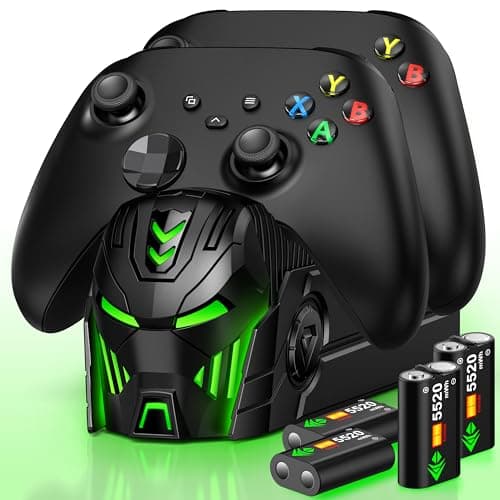 Charger Station Compatible with Xbox Controllers with 4 x5520mWh Rechargeable Battery Pack for X1/X-Series X Controller-Black