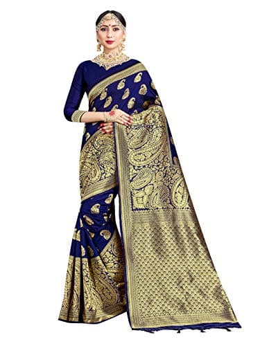 Elina fashion Sarees for Women Banarasi Art Silk Woven Sari - Indian Summer Outfit Ethnic Gift Festival Saree & Unstitched Blouse