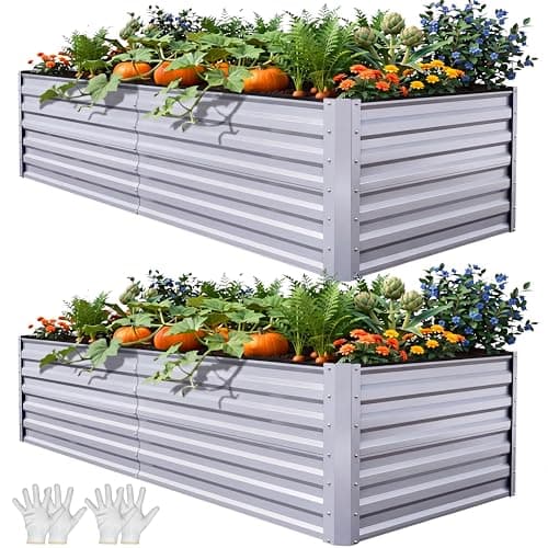 YITAHOME 8x4x2ft 2pcs Large Ra...nts Vegetables Flowers, Silver