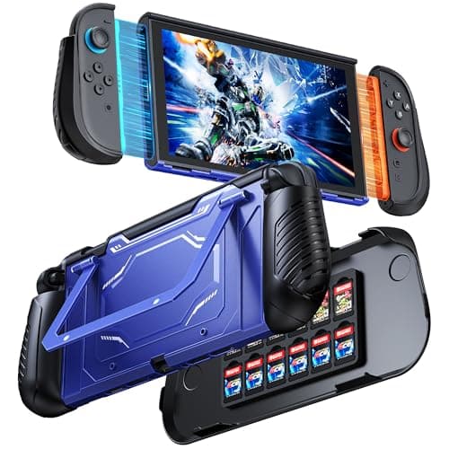 FYOUNG Dockable Protective Case for Switch 2 with Hard PC Front Cover, Adjustable Kickstand, 12 Game Card Slots, TPU Grip for Joycon, Shock-Proof&Anti-Scratch Shell Accessories (Sapphire Blue)