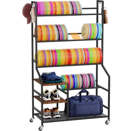 Portin 5-Tier Disc Golf Storage Rack w/ Hooks & Wheels $79.99 + Free Shipping
