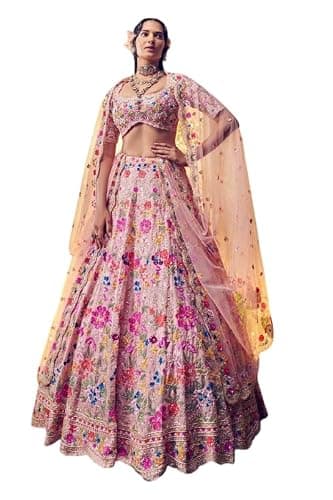 OQQTOO indian ready to wear lehenga choli for women flared party night with stitched blouse (D, 46)