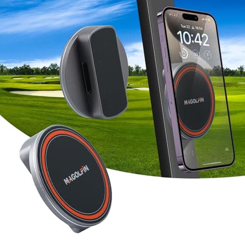 Aluminum Alloy Magnetic Golf Cart Phone Mount with N52 Magnets, Golf Accessories Compatible with MagSafe iPhone 16 Pro Max Plus 15 14 13 12 Mini Fits EZGO Yamaha Club Car Icon, Coolest Golf Gift