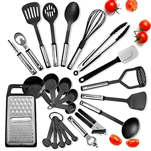 24 Piece Stainless Steel Kitchen Cooking Utensil Set (Black) $10.99 + Free Shipping w/ Prime or on $35+