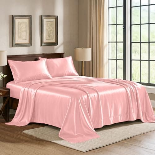 Satin Sheets Full [4-Piece, Pi...heet, Flat Sheet, Pillow Cases