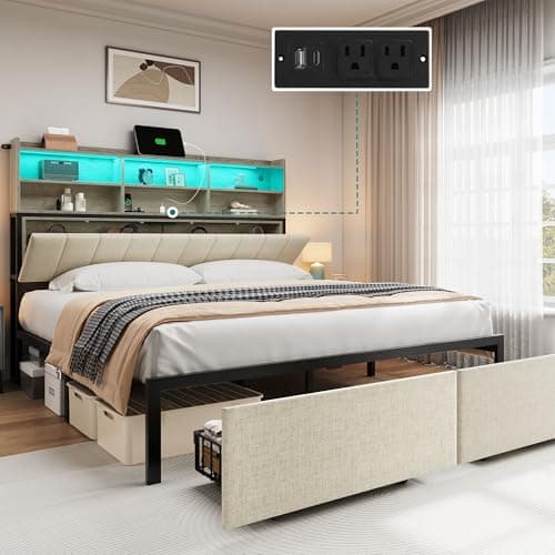 YITAHOME Queen Bed Frame with ...pring Needed/Noise Free, Beige