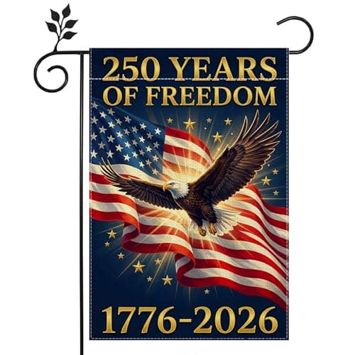 Patriotic Garden Flag 4th of July 250 Years of Freedom Yard Sign Eagle Design12x18 Inch Double Sided Burlap Yard Flag 1776-2026 Commemorative Memorial Day Independence Day Veterans Day Outdoor Decor