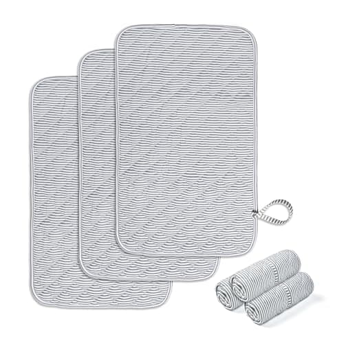 Spirich 3-Pack Reversible Changing Pad Liners, Waterproof & Wipeable Diaper Changing Mat, Thick Terry & 100% Cotton Knit, Portable Baby Changing Pad