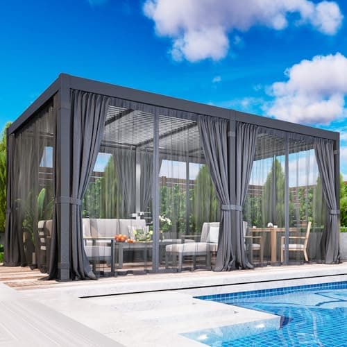 Louvered Pergola 12'x 20' with...tio, Deck, Garden, Yard, Black