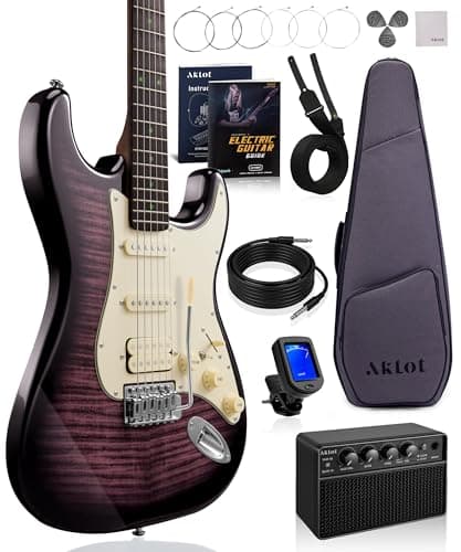 AKLOT Beginner Electric Guitar...ap, Picks, Stryde Violet Venom