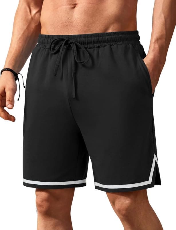 Marvmys mens pj shorts casual Bottoms, Pajama Pants for Men, Lounge Sleep Bottoms, Soft Sleepwear with Pockets Black M