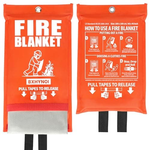 BXHYNOI Fire Blanket for Kitchen and Home - 2 Pack 40"x 40" Emergency Fire Suppression Blanket Fiberglass Fabric for Survival Safety