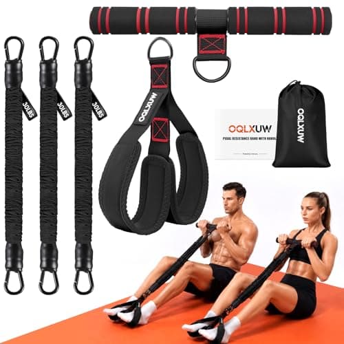 OQLXUW Upgraded Multifunction Pedal Resistance Band with Handle, Adjustable Foot Pedal Resistance Bands for Core, Arms, Legs, Full Body Strength, Portable Home Gym Workout Equipment for Men & Women
