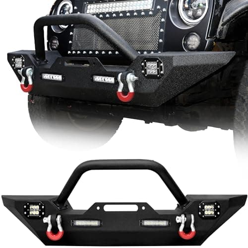 LEDKINGDOMUS Front Bumper Comp...ghts w/Winch Plate and D-rings