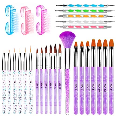 AROIC 28 Pcs Acrylic Nail Brus...t DIY With White Box, colorful