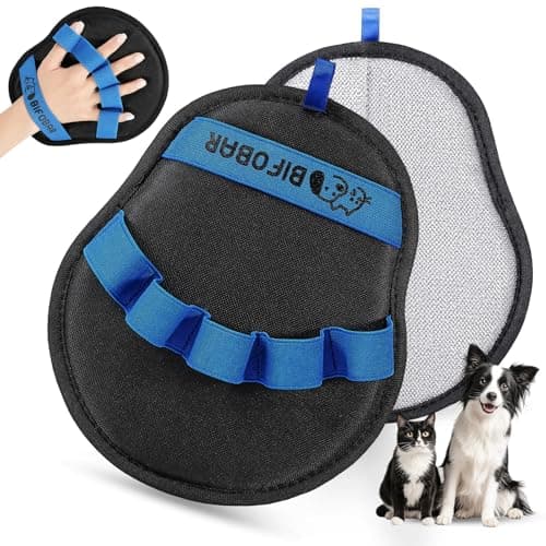 Pet Hair Removal Glove - Magic Brush Electrostatic Mitt for Dogs & Cats, Reusable Grooming Gloves - Dog Hair Remover Tool with 5-Finger Design for Couch, Carpet, Furniture, Laundry & Clothing(Blue)