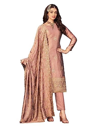 STELLACOUTURE indian tradition Plus Size Party/Wedding Night Ready to Wear Eid Salwar Kameez Suit for Women 2613-O (Pink, 52)