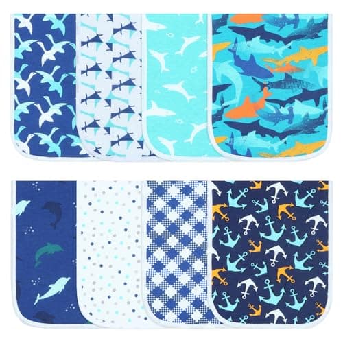 Hakochia Burp Cloths for Baby Boy & Girl Organic Cotton Large Unisex Burp Clothes Extra Absorbent Soft Neutral Burping Rags Spit Up Cloth Sets for Newborns 8 Pack