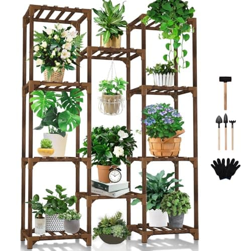 [Prime, AC] $21.84* | 47" 10-Tier Uneedem Wood Plant Stand at Amazon