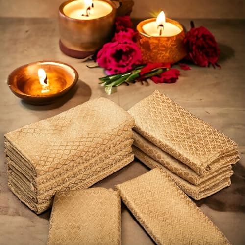 LoveNspire Unstitched Golden Blouse Pieces for Women Saree, Pooja, Housewarming & Indian Return Gifts Pack of 10