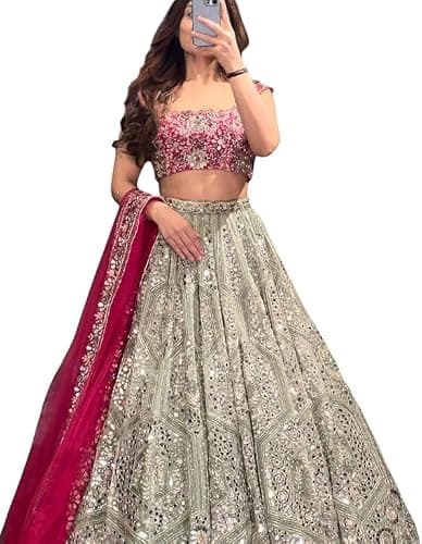 Tellista Indian Style lehenga choli for women Wedding Party Wear stitched. (A, 40)