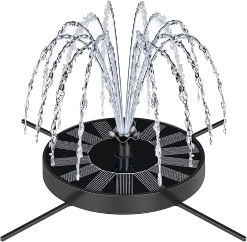 SEIRMEP Solar Fountain Pump with Spray Height Adjustment, Upgrade Glass Solar Bird Bath Fountains with 6 Nozzles, Outdoor Solar Water Fountain Pump for Bird Bath, Garden, Pool, Pond