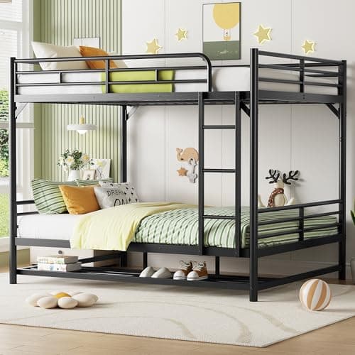 PVWIIK Queen Over Queen Bunk B...ds,No Box Spring Needed, Black