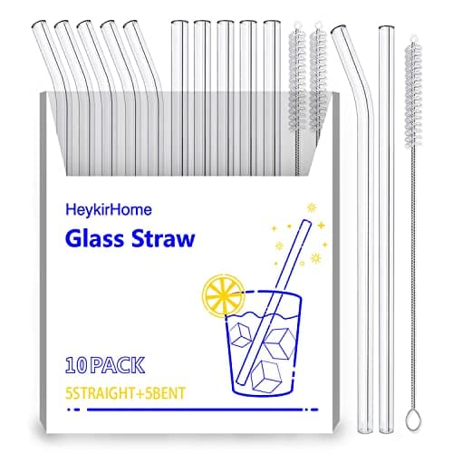 10-Pack HeykirHome Reusable Glass Straws $3.79 + Free Shipping w/ Prime or on $35+