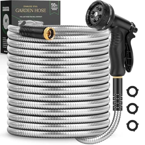 Stainless Steel 50′ Garden Hose w/ Nozzle Just $23.99 Shipped w/ Amazon Prime